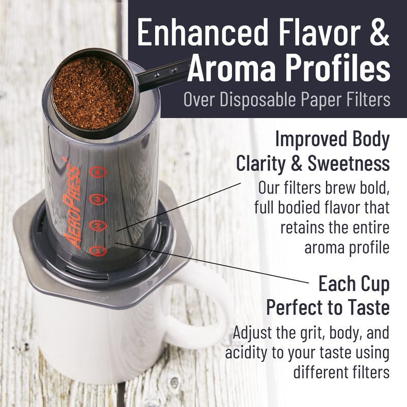 Slimm Filter Reusable Filter Set by Slimm Filter - 2 Piece  Stainless Steel Metal - 2x Mesh Metal Filters For AeroPress Coffee & Espresso Maker  with Complimentary Recipe Book - Brew Barista-Grade Coffee At Home - Image 3